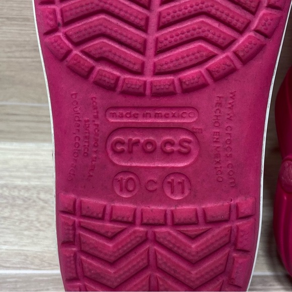 CROCS / Girls Pink Classic Clog Shoes with Flamingo Jibbitz Size C10/11 - Picture 5 of 7